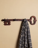 Oversized Carved Wooden Key Wall Hook, France, 1970's