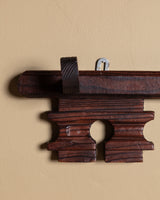 Oversized Carved Wooden Key Wall Hook, France, 1970's