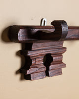 Oversized Carved Wooden Key Wall Hook, France, 1970's