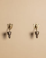 Pair of Brass Shield Candle Sconces, France, 1950's