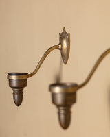 Pair of Brass Shield Candle Sconces, France, 1950's