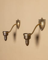 Pair of Brass Shield Candle Sconces, France, 1950's