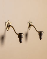 Pair of Brass Shield Candle Sconces, France, 1950's