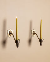 Pair of Brass Shield Candle Sconces, France, 1950's