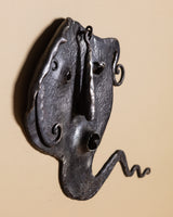 Abstract Handforged Metal Face Wall Sculpture, 1980's