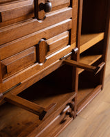 Guillerme et Chambron Oak Bookcase Desk Combination, France, 1970s
