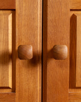 Guillerme et Chambron Oak Bar Cabinet with Travertine Top, France, 1970s