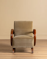 Bentwood Lounge Chair in Ochre Belgian Velvet, Czechoslovakia, 1960s