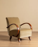 Bentwood Lounge Chair in Ochre Belgian Velvet, Czechoslovakia, 1960s