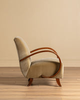 Bentwood Lounge Chair in Ochre Belgian Velvet, Czechoslovakia, 1960s