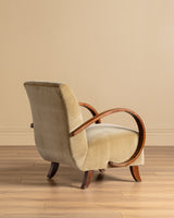 Bentwood Lounge Chair in Ochre Belgian Velvet, Czechoslovakia, 1960s