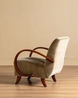 Bentwood Lounge Chair in Ochre Belgian Velvet, Czechoslovakia, 1960s