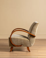 Bentwood Lounge Chair in Ochre Belgian Velvet, Czechoslovakia, 1960s