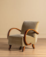 Bentwood Lounge Chair in Ochre Belgian Velvet, Czechoslovakia, 1960s