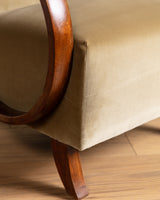 Bentwood Lounge Chair in Ochre Belgian Velvet, Czechoslovakia, 1960s