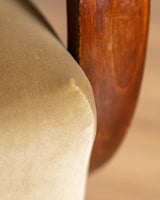 Bentwood Lounge Chair in Ochre Belgian Velvet, Czechoslovakia, 1960s