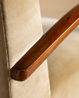 Bentwood Lounge Chair in Ochre Belgian Velvet, Czechoslovakia, 1960s