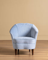 Italian Barrel Armchair in Powder Blue Velvet, 1960s