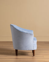 Italian Barrel Armchair in Powder Blue Velvet, 1960s