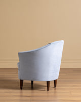Italian Barrel Armchair in Powder Blue Velvet, 1960s
