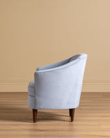 Italian Barrel Armchair in Powder Blue Velvet, 1960s