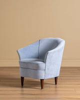 Italian Barrel Armchair in Powder Blue Velvet, 1960s
