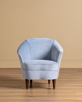 Italian Barrel Armchair in Powder Blue Velvet, 1960s