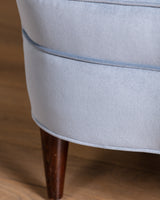 Italian Barrel Armchair in Powder Blue Velvet, 1960s