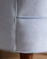 Italian Barrel Armchair in Powder Blue Velvet, 1960s