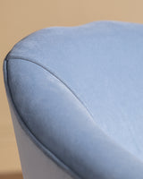 Italian Barrel Armchair in Powder Blue Velvet, 1960s