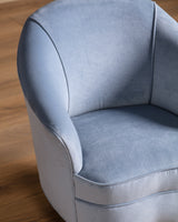 Italian Barrel Armchair in Powder Blue Velvet, 1960s