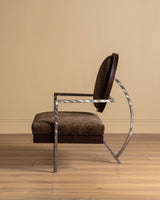 Studio Steel & Wood Lounge Chair in Dotted Fawn, United States, 1970's