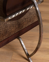 Studio Steel & Wood Lounge Chair in Dotted Fawn, United States, 1970's