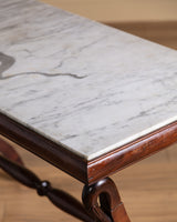 Carved Wood Swan Marble Top Console Table, France, Early 20th Century