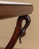 Carved Wood Swan Marble Top Console Table, France, Early 20th Century