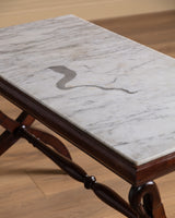 Carved Wood Swan Marble Top Console Table, France, Early 20th Century