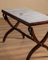 Carved Wood Swan Marble Top Console Table, France, Early 20th Century