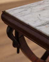 Carved Wood Swan Marble Top Console Table, France, Early 20th Century