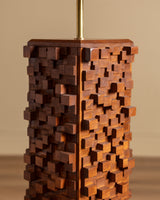 Sculptural Wood Block Floor Lamp, Italy, Contemporary