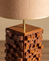 Sculptural Wood Block Floor Lamp, Italy, Contemporary
