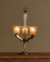 Murano Glass & Brass Table Lamp by Barovier & Toso, Italy, 1950's