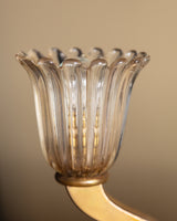 Murano Glass & Brass Table Lamp by Barovier & Toso, Italy, 1950's