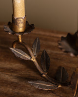 Pair of Tole Leaf Candelabra Table Lamps, France, 1900's