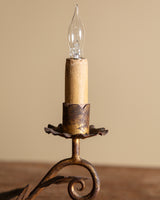 Pair of Tole Leaf Candelabra Table Lamps, France, 1900's
