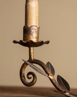 Pair of Tole Leaf Candelabra Table Lamps, France, 1900's