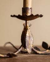 Pair of Tole Leaf Candelabra Table Lamps, France, 1900's