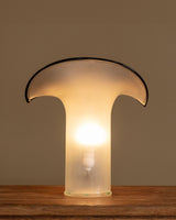 Black & White Sculptural Frosted Glass Table Lamp, Italy, 1980's