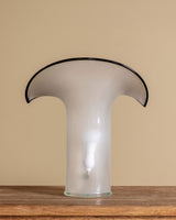 Black & White Sculptural Frosted Glass Table Lamp, Italy, 1980's