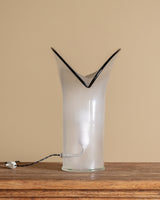Black & White Sculptural Frosted Glass Table Lamp, Italy, 1980's