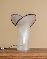 Black & White Sculptural Frosted Glass Table Lamp, Italy, 1980's